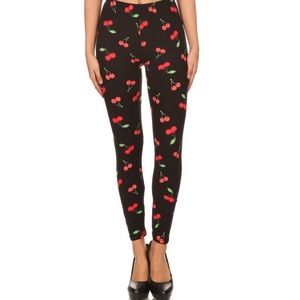 Last Pair! Cherry Leggings Misses One Size Fruit